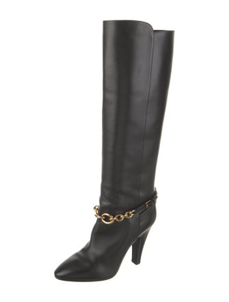 Saint Laurent Leather Chain-Link Accents Boots