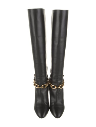 Saint Laurent Leather Chain-Link Accents Boots