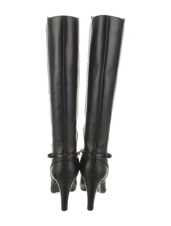 Saint Laurent Leather Chain-Link Accents Boots
