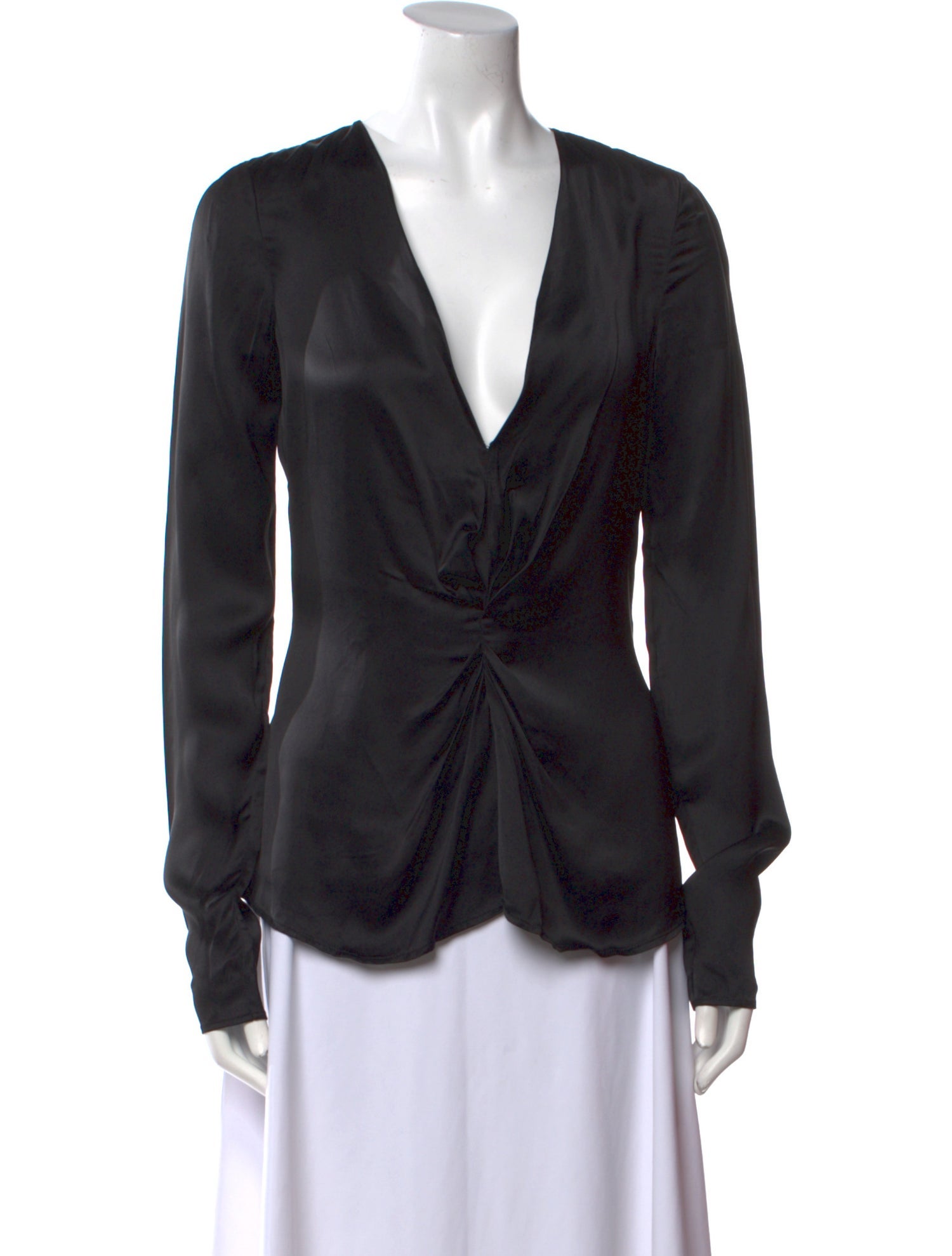 Saint Laurent Satin V-Neck Blouse