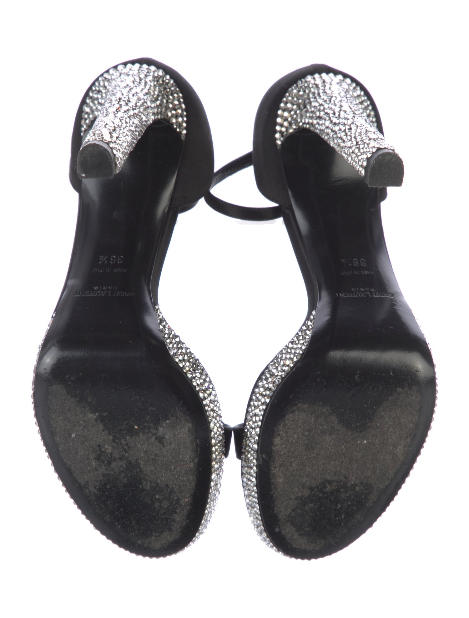 Saint Laurent Satin Crystal Embellishments Sandals