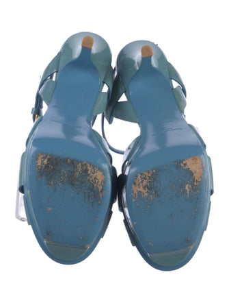 Saint Laurent Patent Leather T-Strap Sandals
