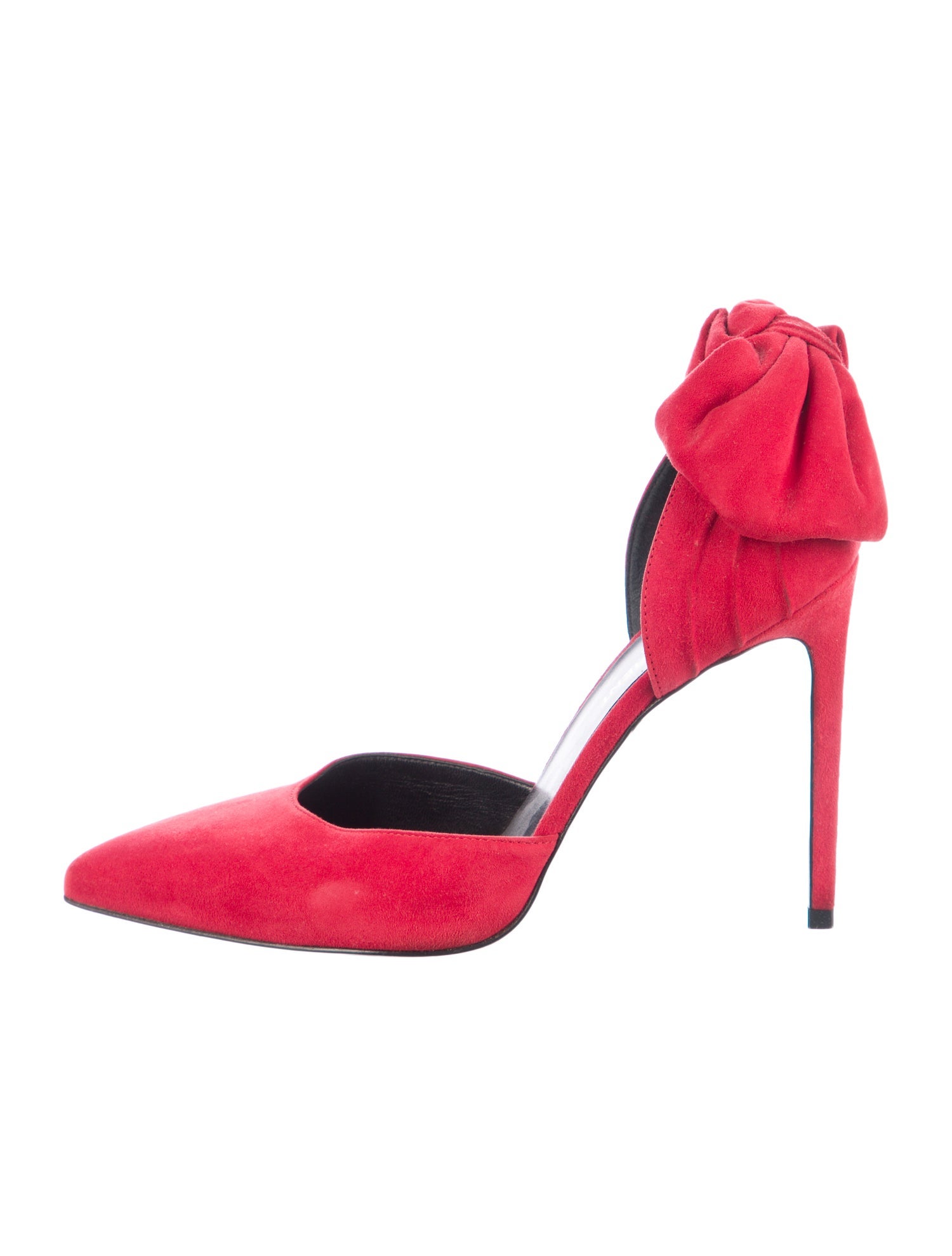 Saint Laurent Suede Bow Accents D'Orsay Pumps