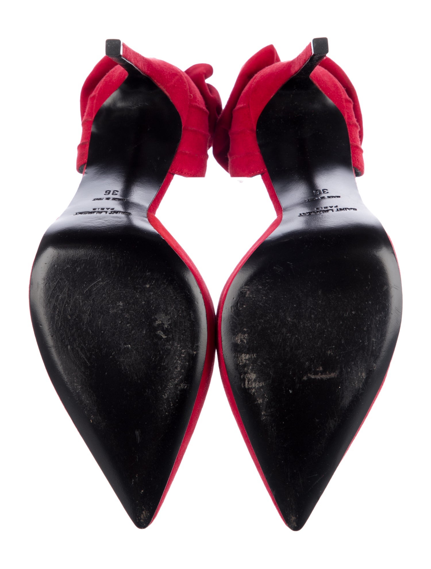 Saint Laurent Suede Bow Accents D'Orsay Pumps