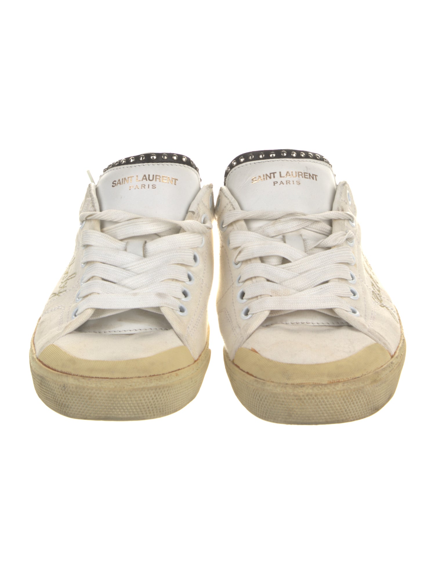 Saint Laurent Canvas Embroidered Accent Sneakers