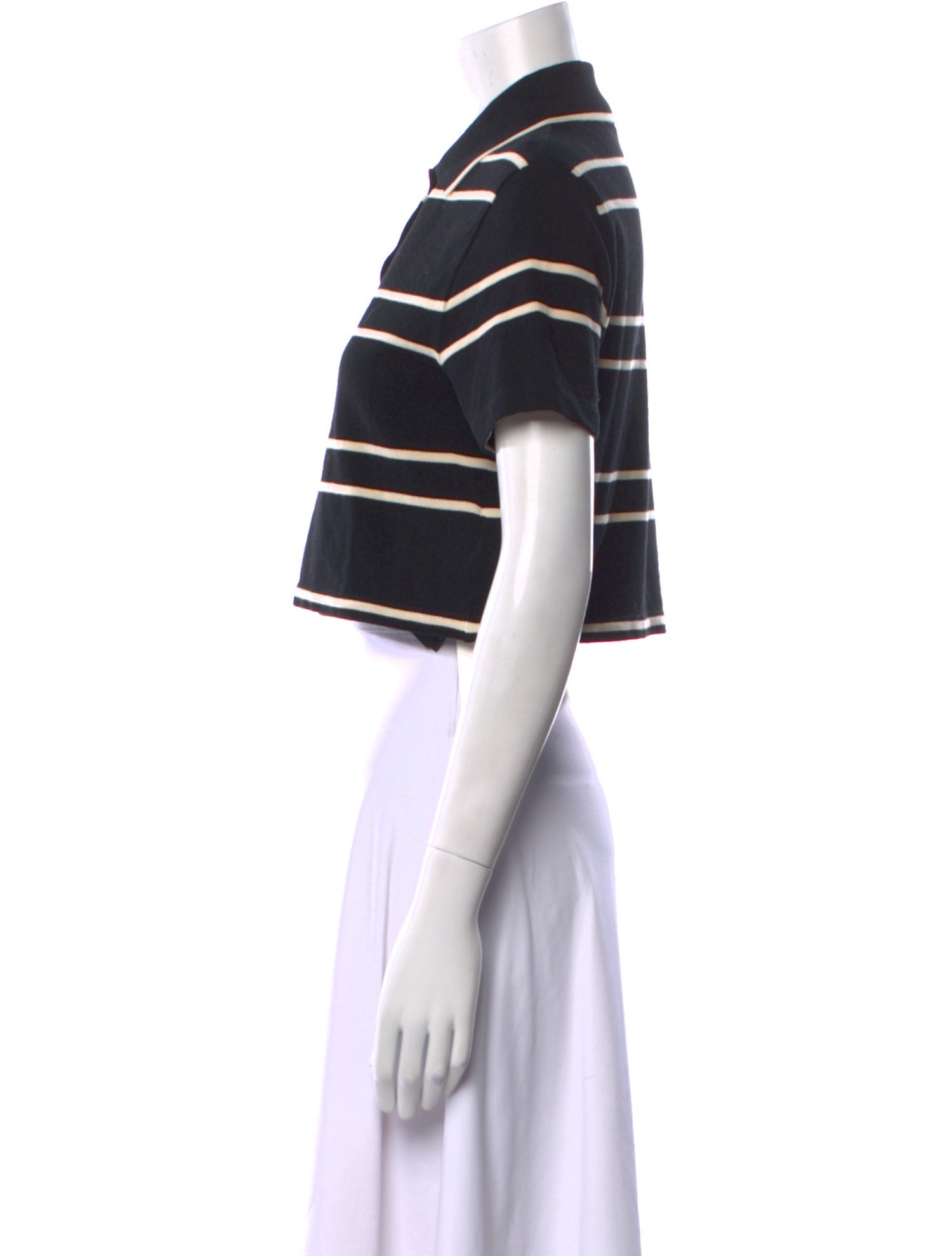 Saint Laurent Striped Short Sleeve Crop Top