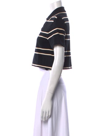 Saint Laurent Striped Short Sleeve Crop Top