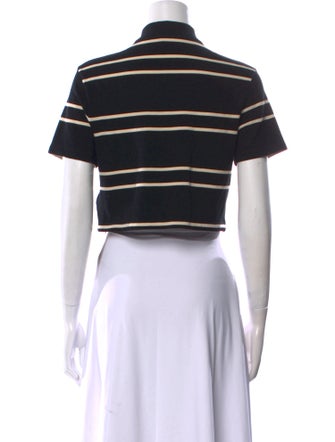 Saint Laurent Striped Short Sleeve Crop Top