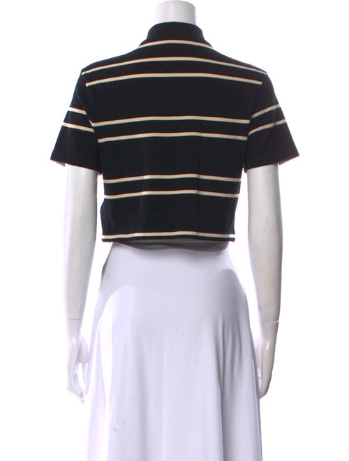 Saint Laurent Striped Short Sleeve Crop Top