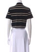 Saint Laurent Striped Short Sleeve Crop Top
