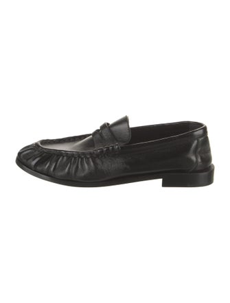 Saint Laurent Signature Logo Leather Loafers