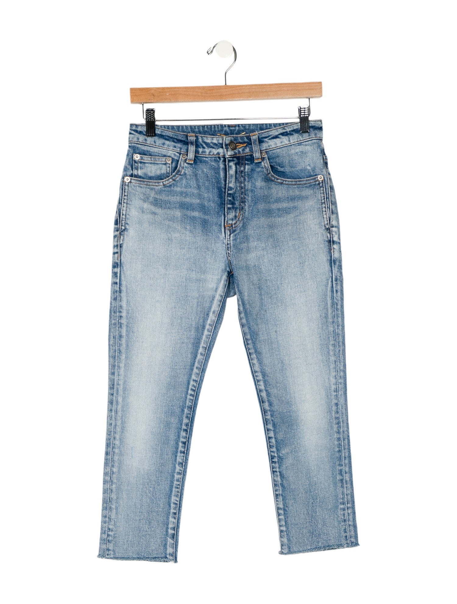 Saint Laurent Mid-Rise Straight Leg Jeans