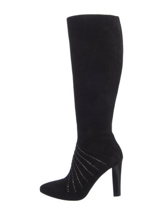 Saint Laurent Suede Crystal Embellishments Boots
