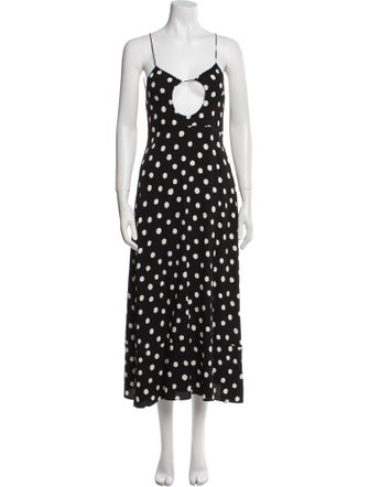 Saint Laurent Polka Dot Print Long Dress