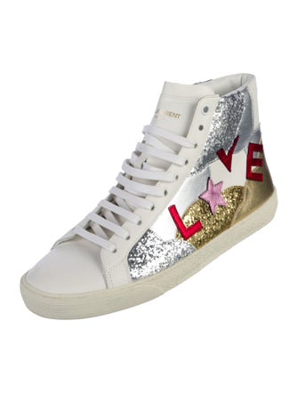 Saint Laurent Leather Graphic Print Sneakers