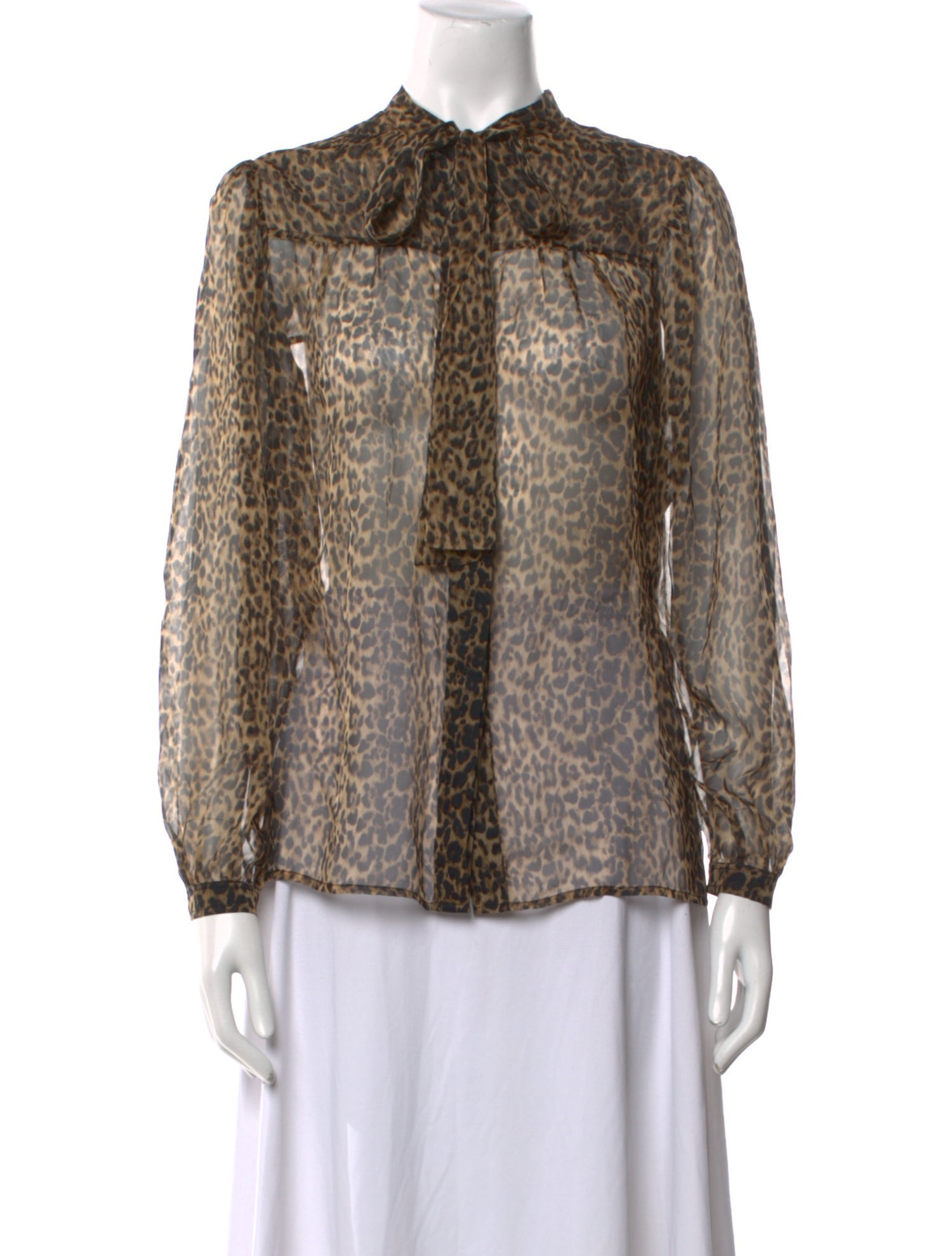 Saint Laurent Silk Animal Print Blouse