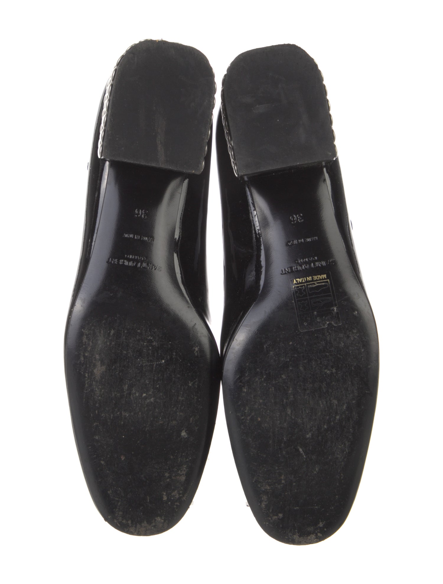 Saint Laurent Patent Leather Studded Accents Pumps