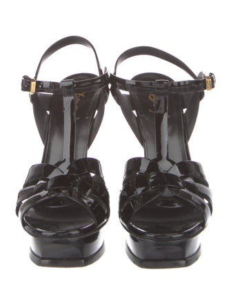 Saint Laurent Patent Leather T-Strap Sandals