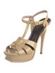 Saint Laurent Patent Leather T-Strap Sandals