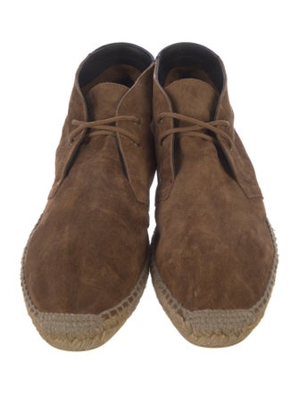 Saint Laurent Suede Fringe Trim Accent Espadrilles