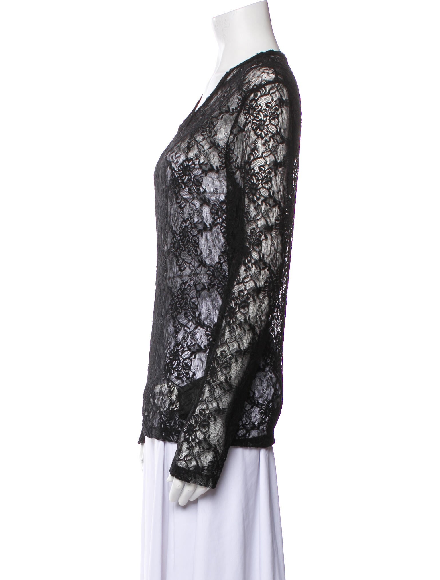 Saint Laurent Lace Pattern Scoop Neck Top