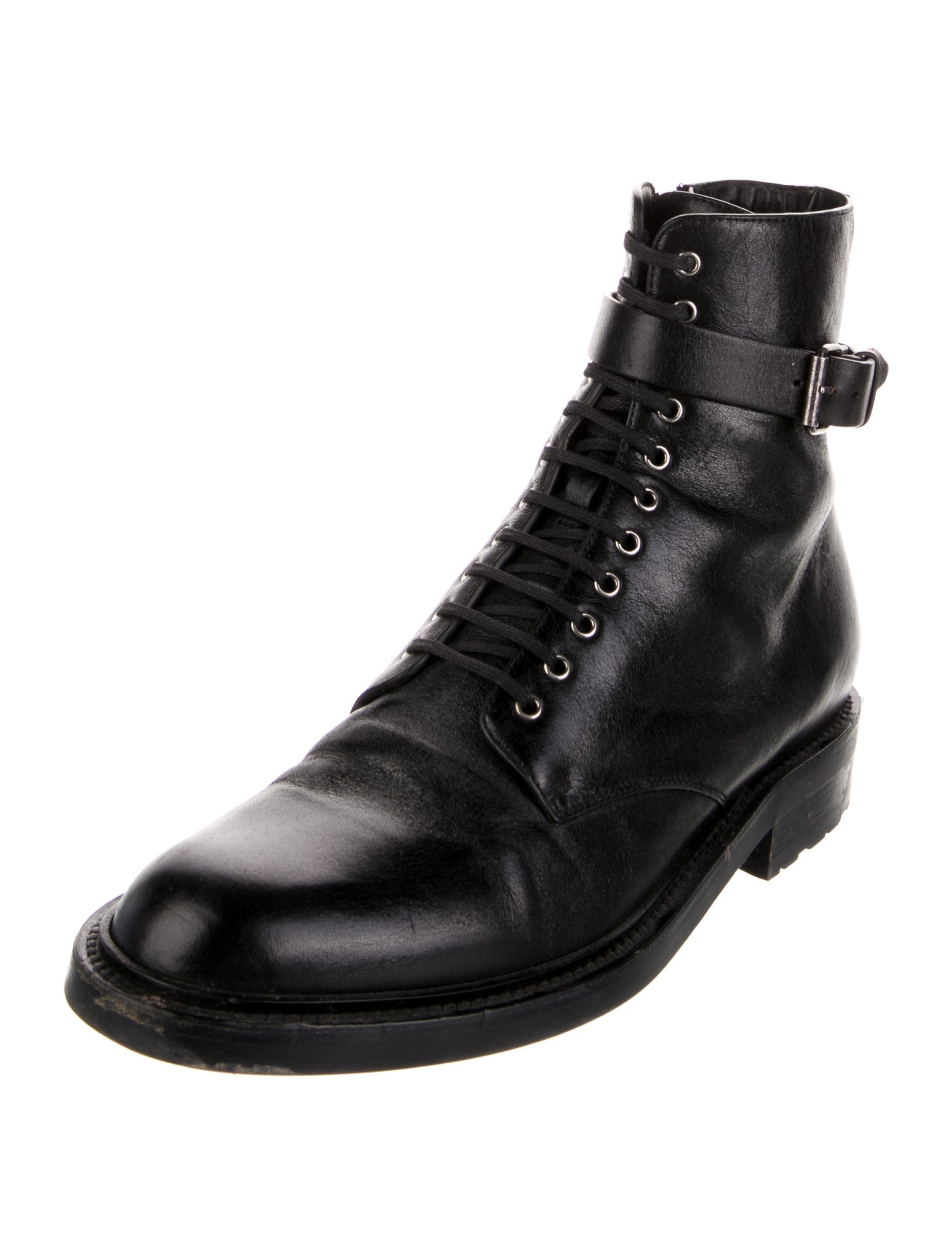 Saint Laurent Leather Lace-Up Boots