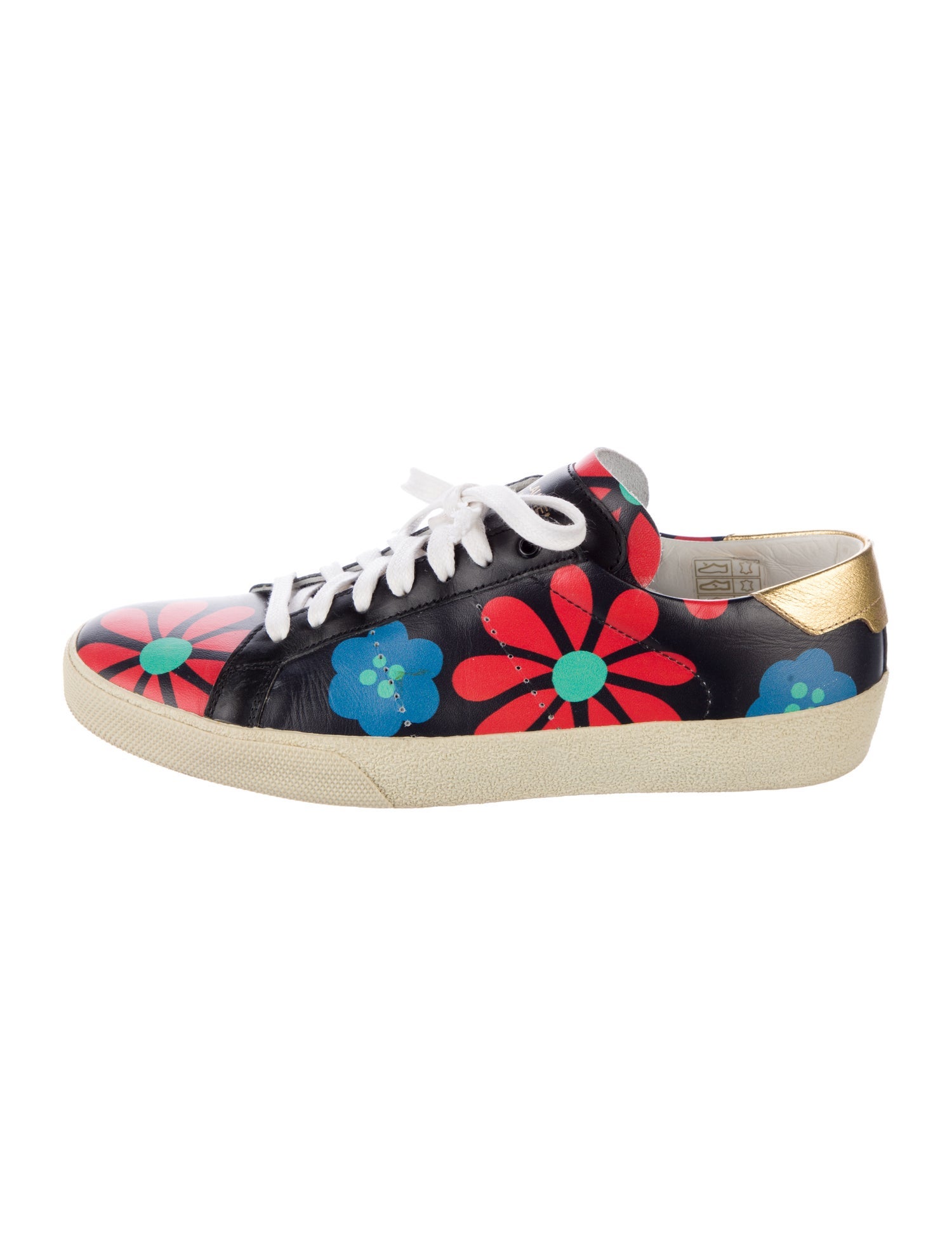 Saint Laurent Leather Floral Print Sneakers