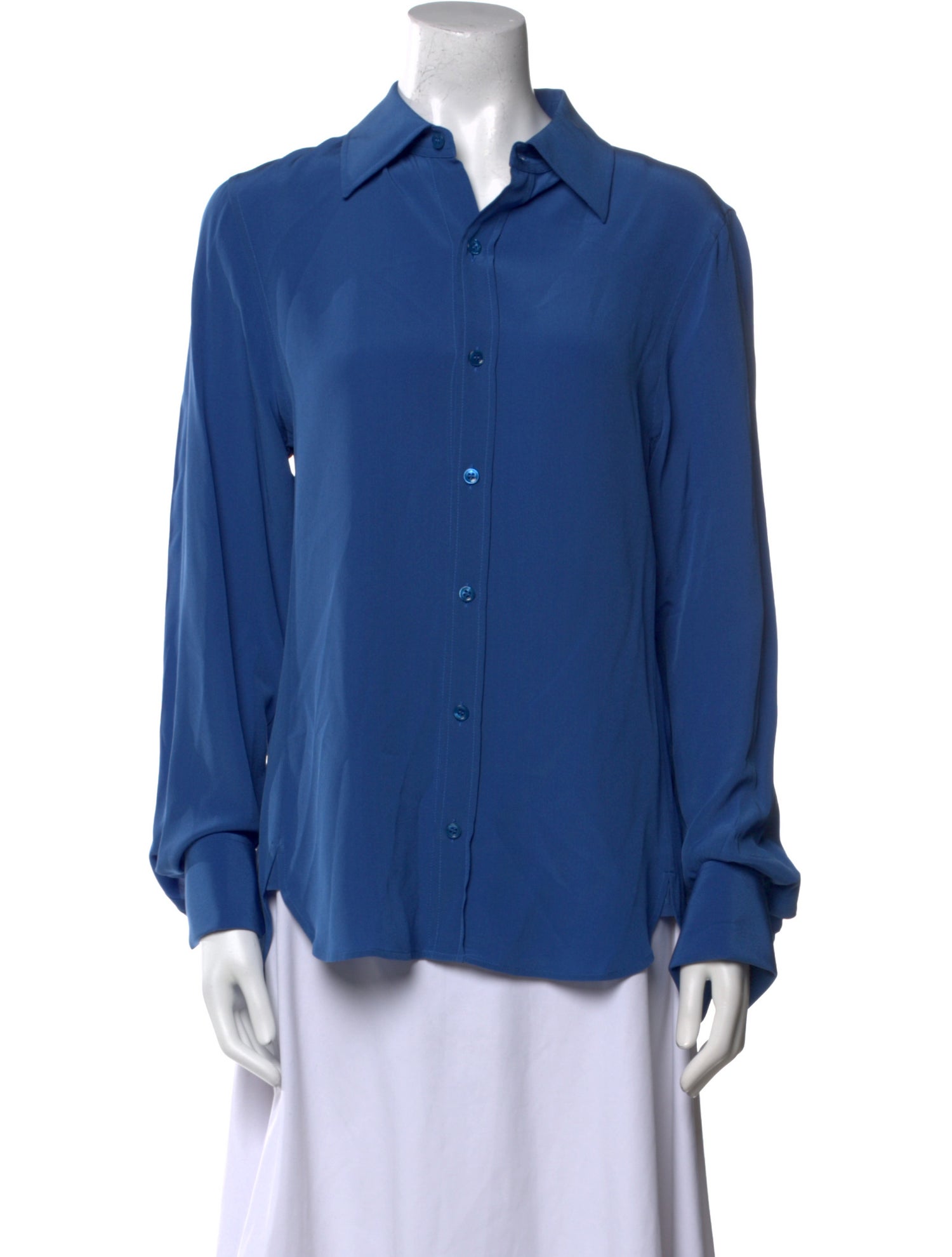 Saint Laurent Silk Long Sleeve Button-Up Top