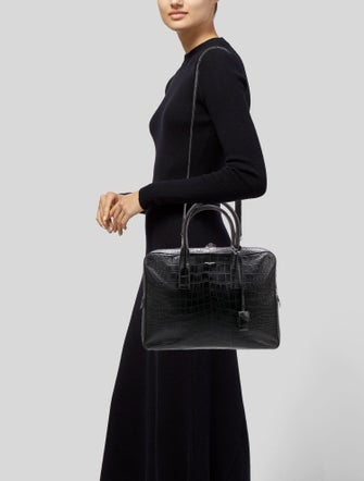 Saint Laurent Embossed Leather Briefcase