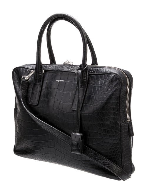Saint Laurent Embossed Leather Briefcase