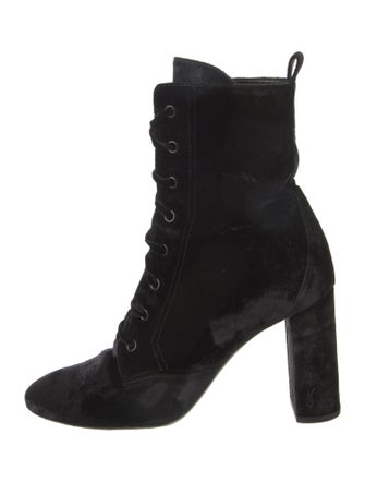 Saint Laurent Velvet Lace-Up Boots