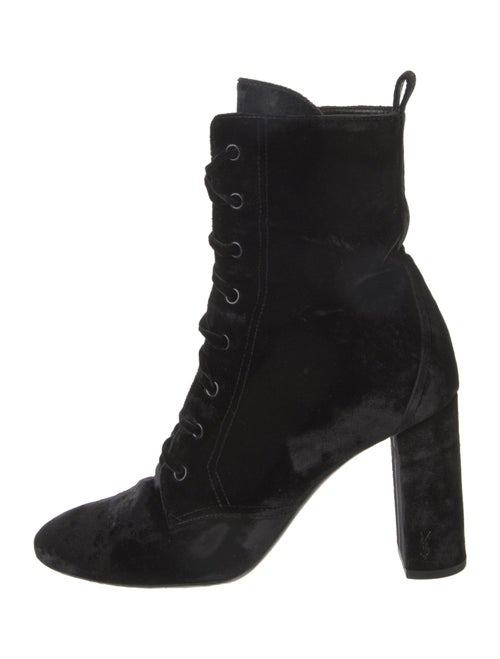 Saint Laurent Velvet Lace-Up Boots