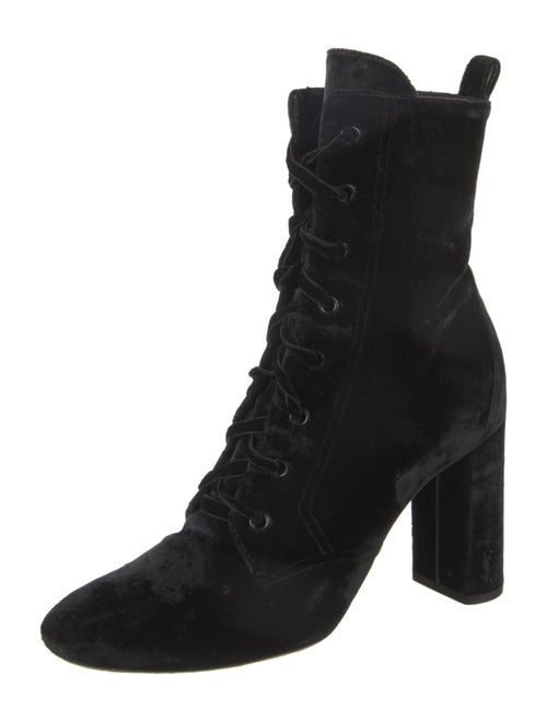 Saint Laurent Velvet Lace-Up Boots