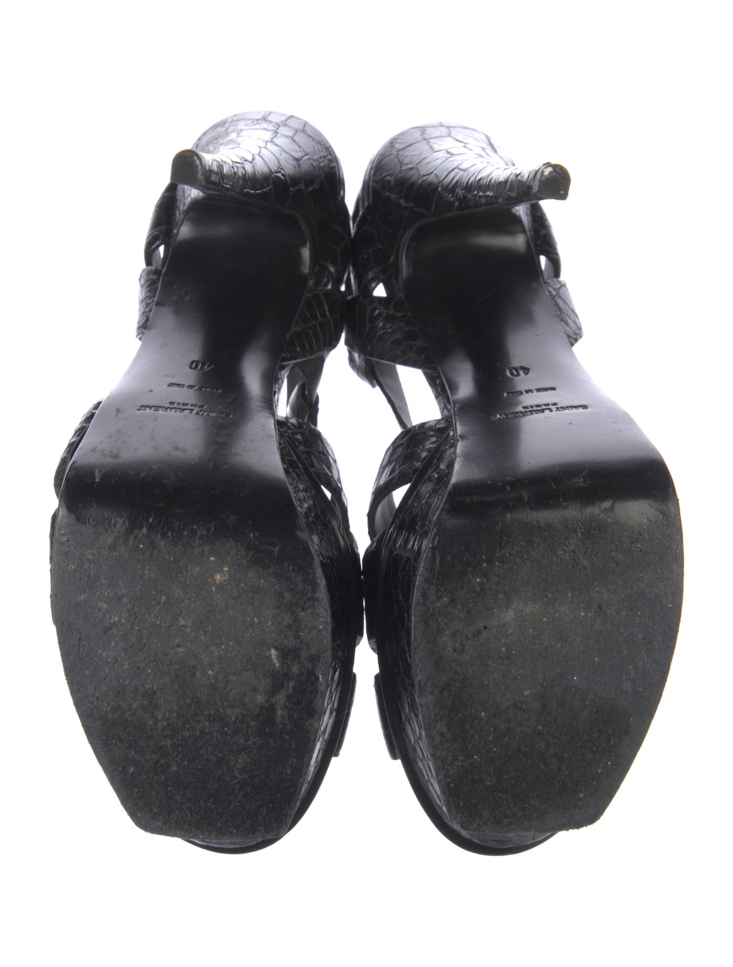 Saint Laurent Embossed Leather T-Strap Sandals