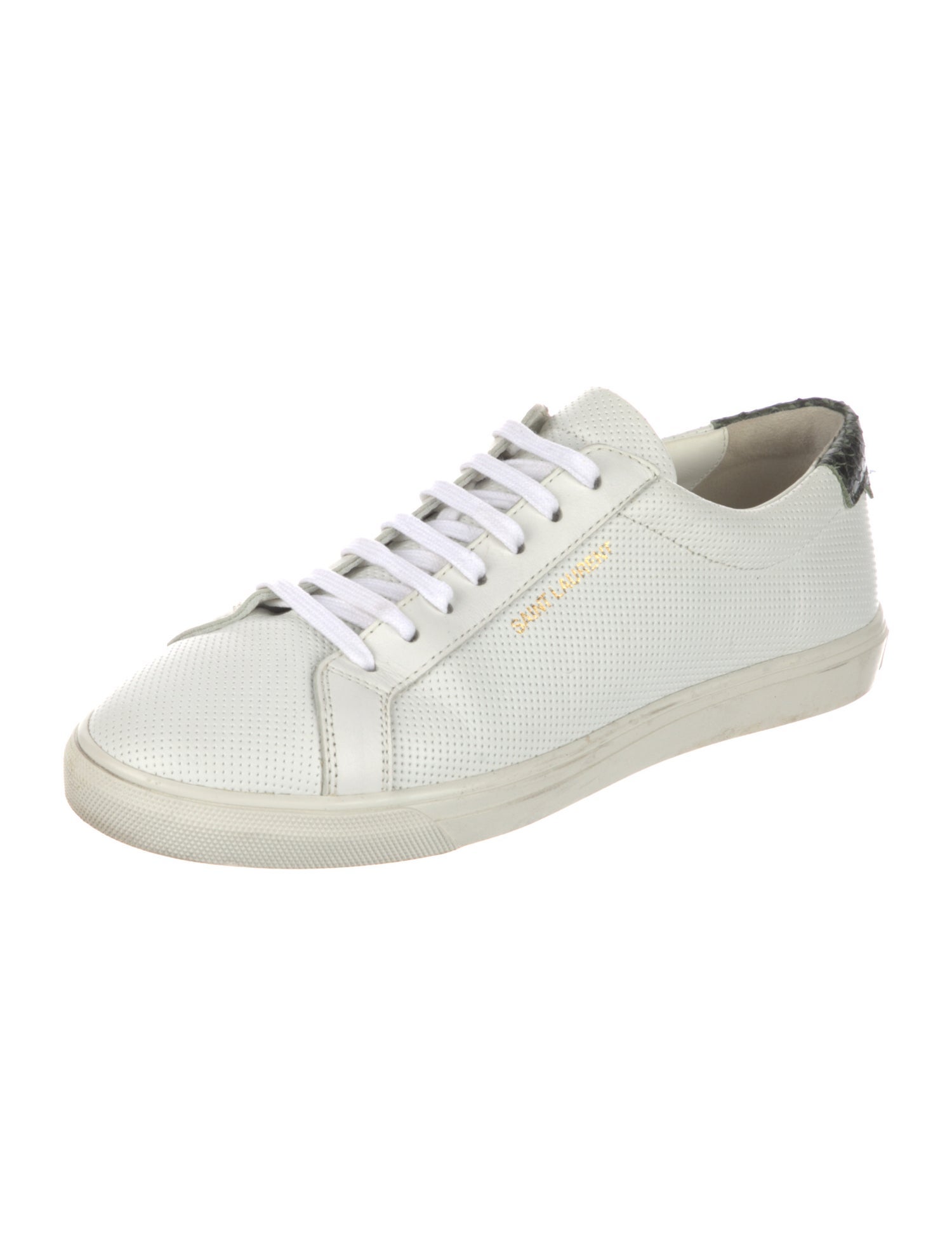 Saint Laurent Leather Glitter Accents Sneakers