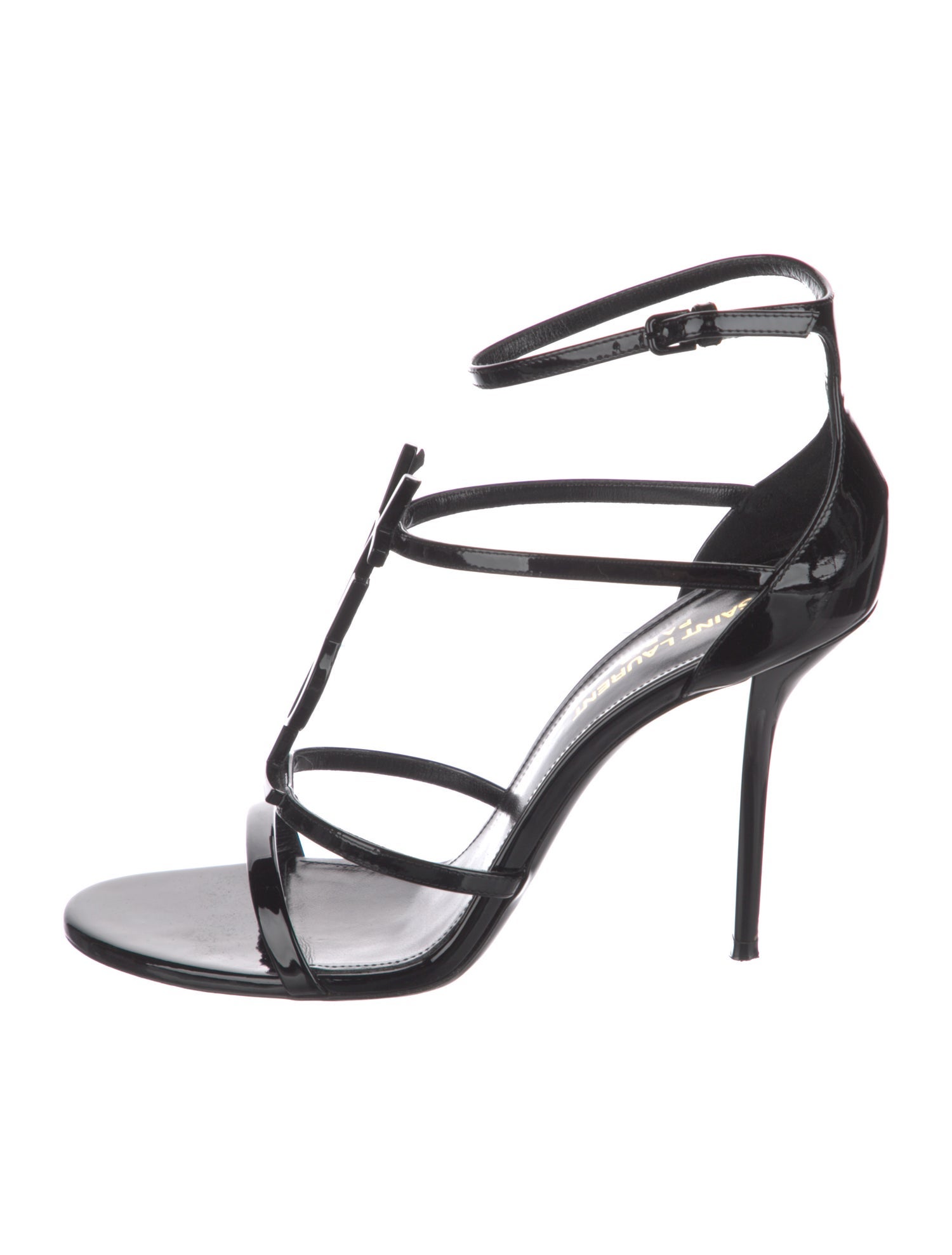 Saint Laurent Patent Leather T-Strap Sandals