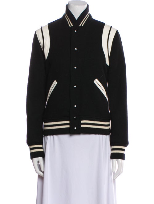 Saint Laurent Virgin Wool Colorblock Pattern Bomber Jacket