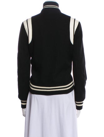 Saint Laurent Virgin Wool Colorblock Pattern Bomber Jacket