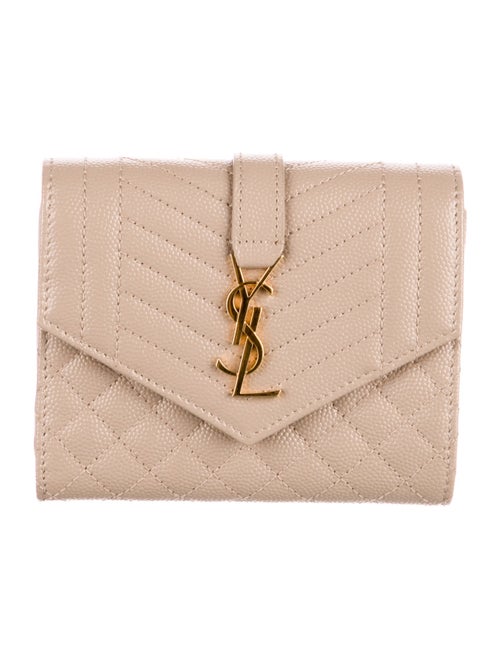 Saint Laurent Quilted Pattern Leather Compact Wallet