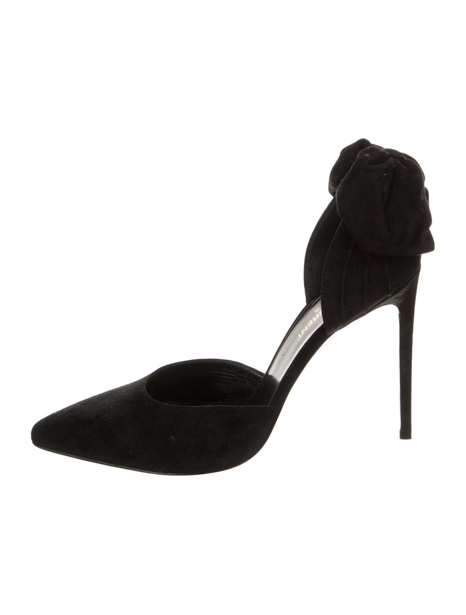 Saint Laurent Suede Bow Accents D'Orsay Pumps