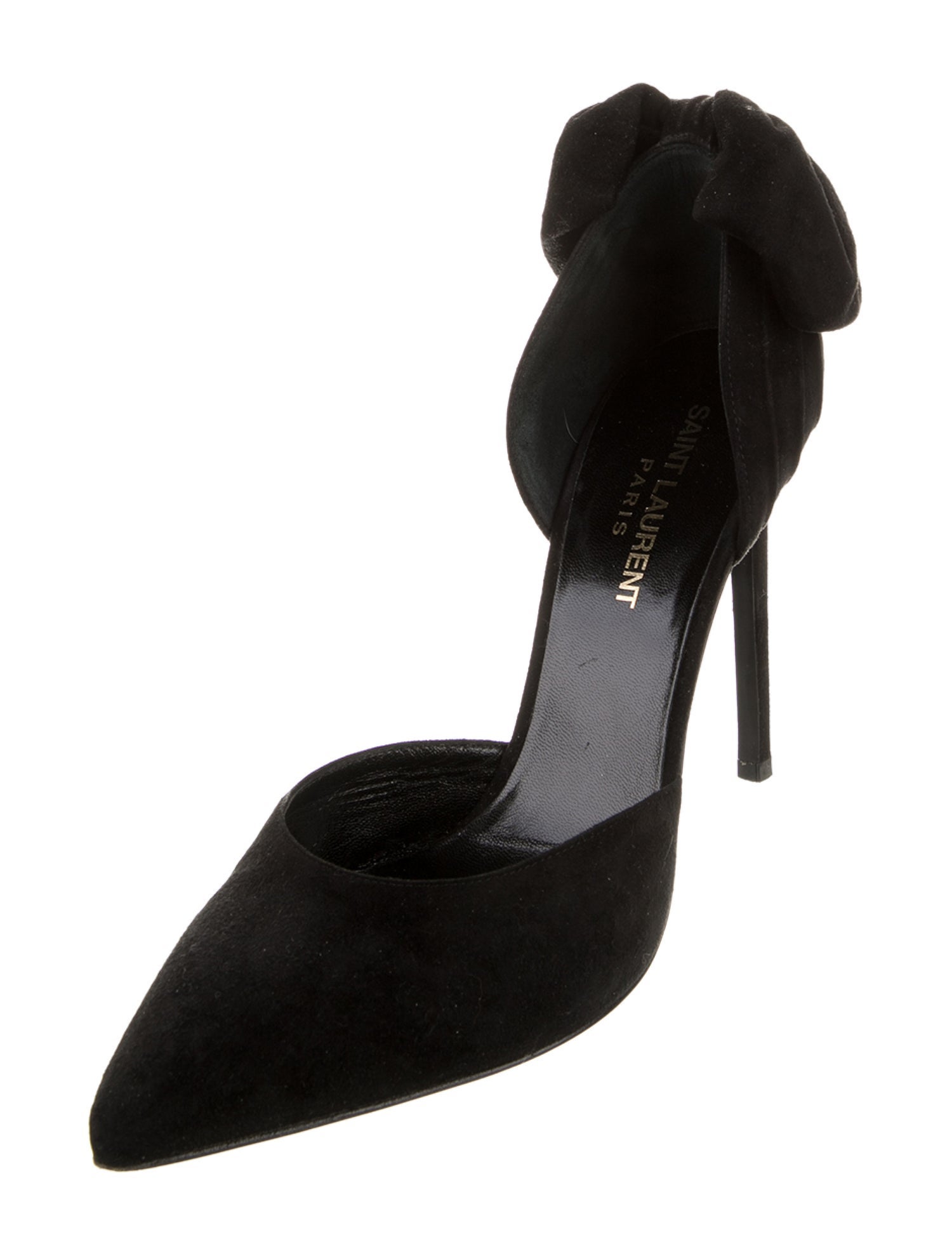 Saint Laurent Suede Bow Accents D'Orsay Pumps