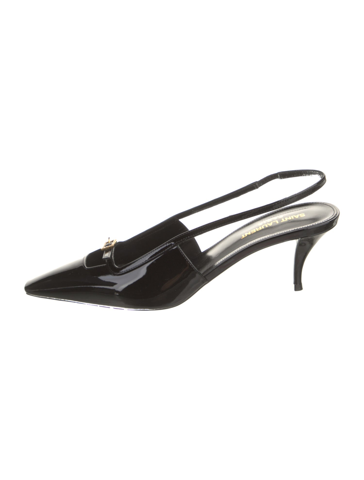 Saint Laurent Patent Leather Crystal Embellishments Slingback Pumps