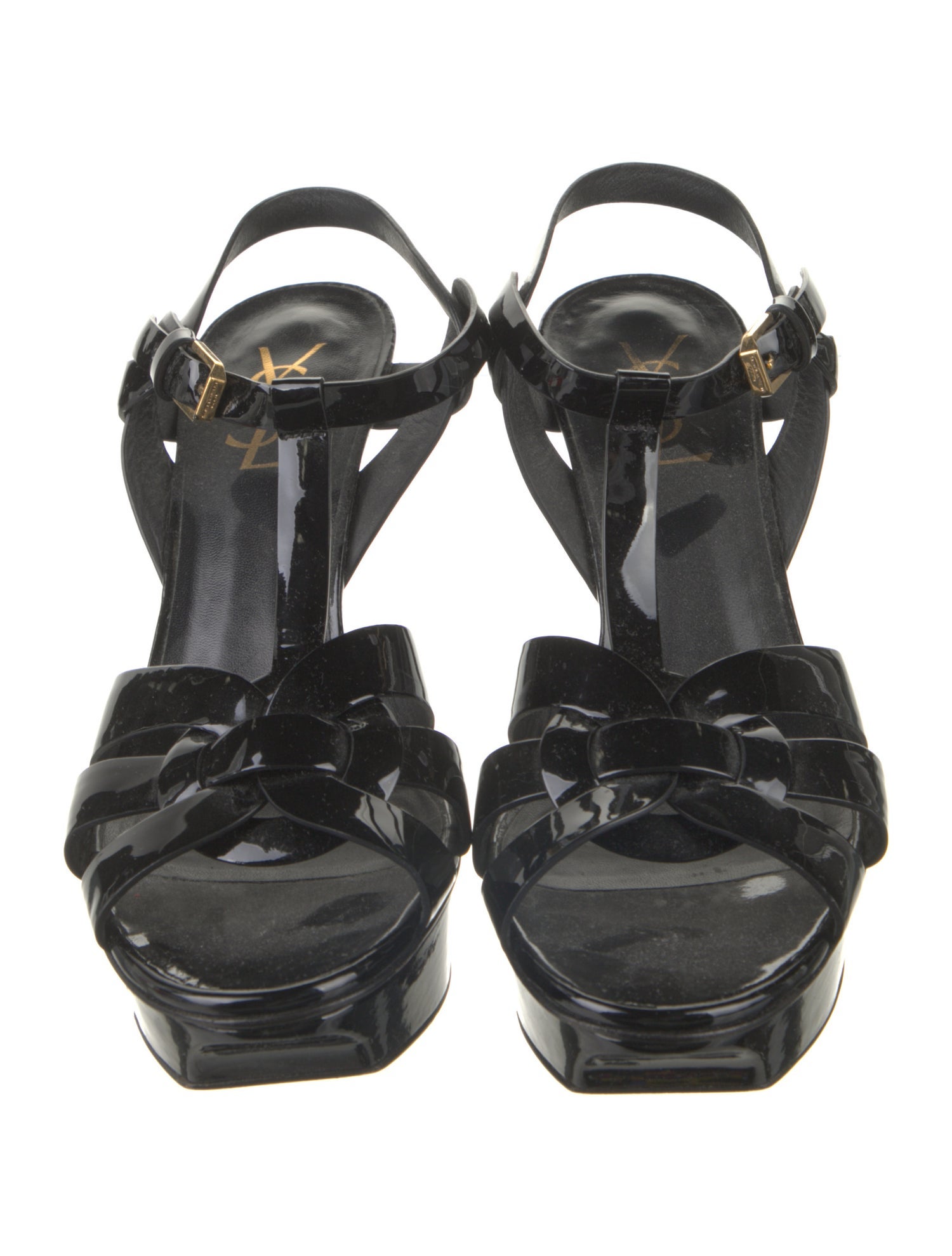 Saint Laurent Patent Leather T-Strap Sandals