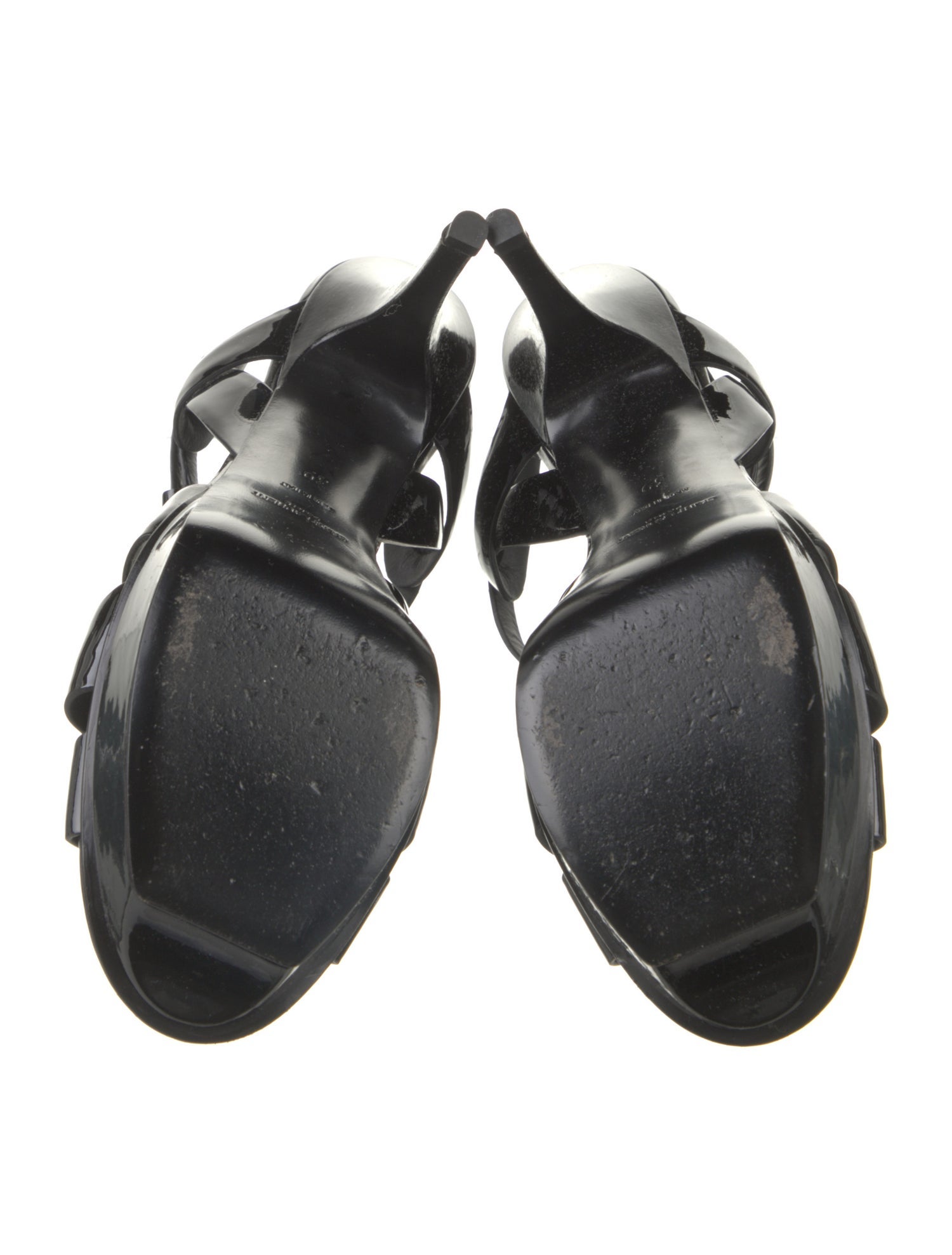 Saint Laurent Patent Leather T-Strap Sandals