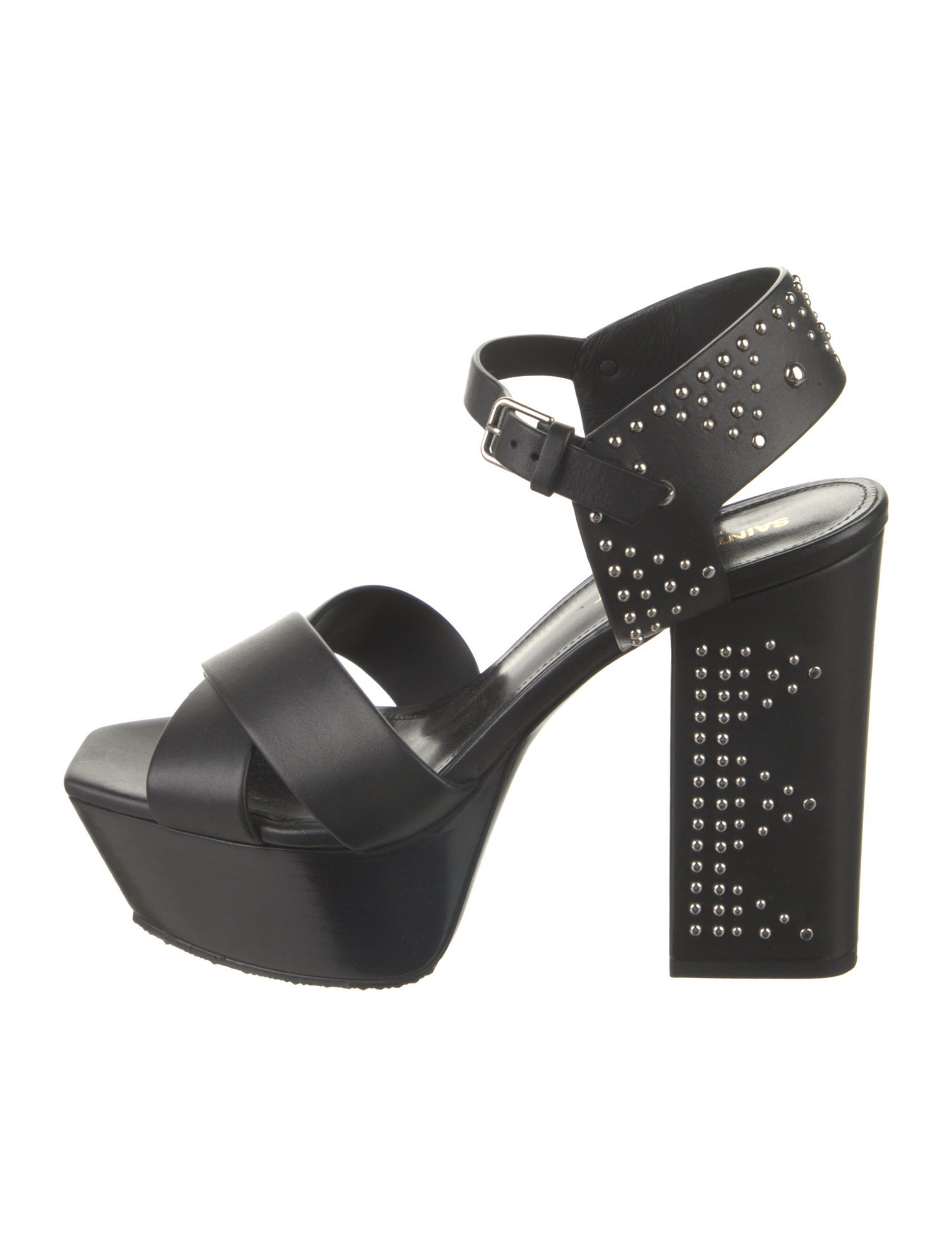 Saint Laurent Leather Studded Accents Sandals