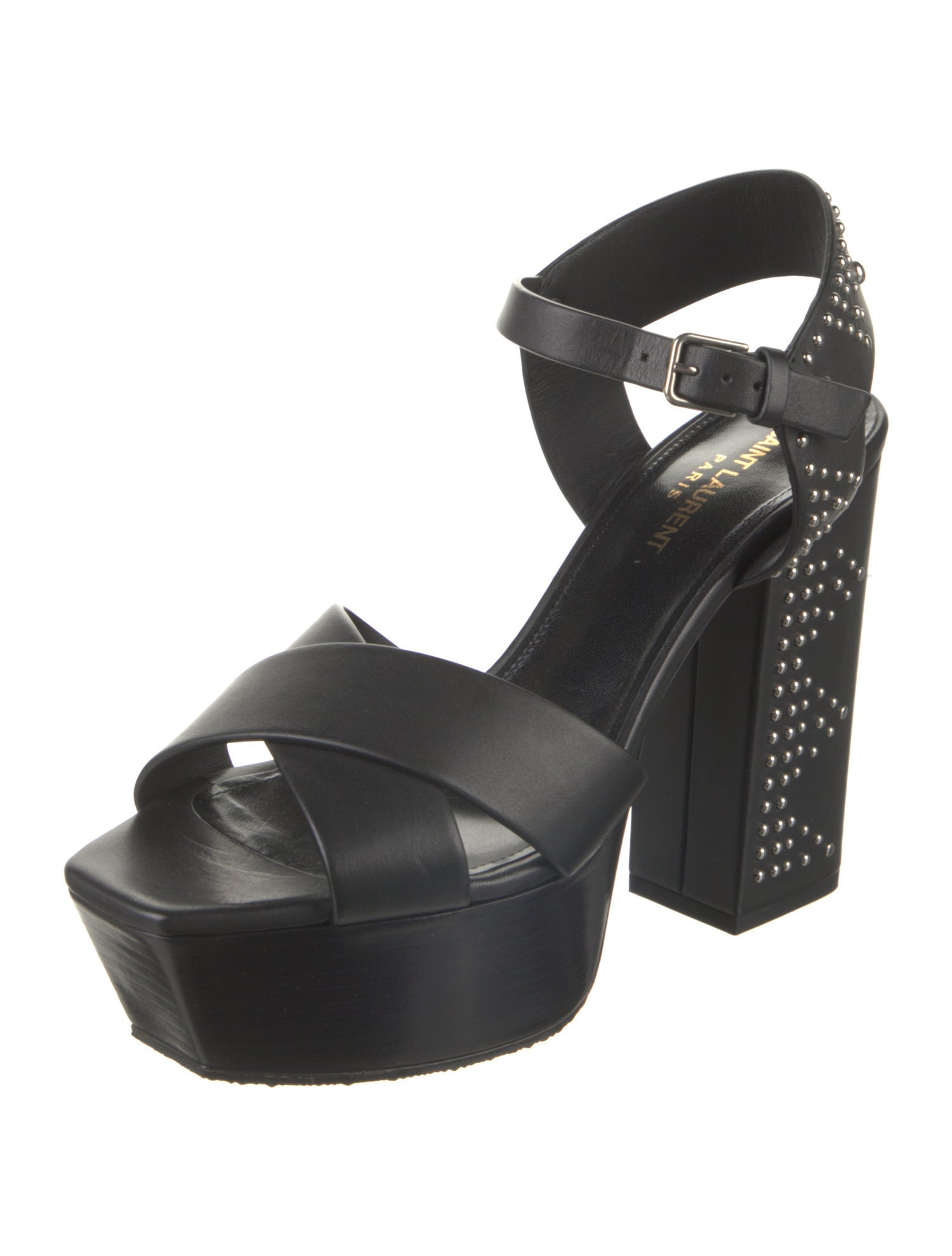 Saint Laurent Leather Studded Accents Sandals