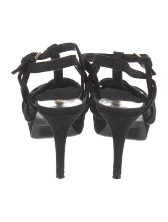Saint Laurent Glitter Glitter Accents T-Strap Sandals