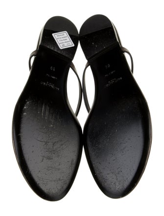 Saint Laurent Chevron Leather T-Strap Sandals
