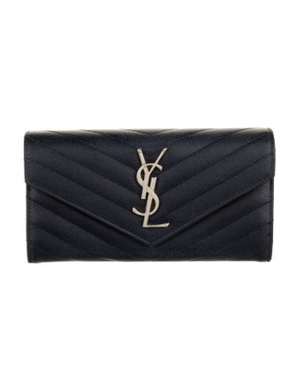 Saint Laurent Large Monogram Continental Chevron Wallet
