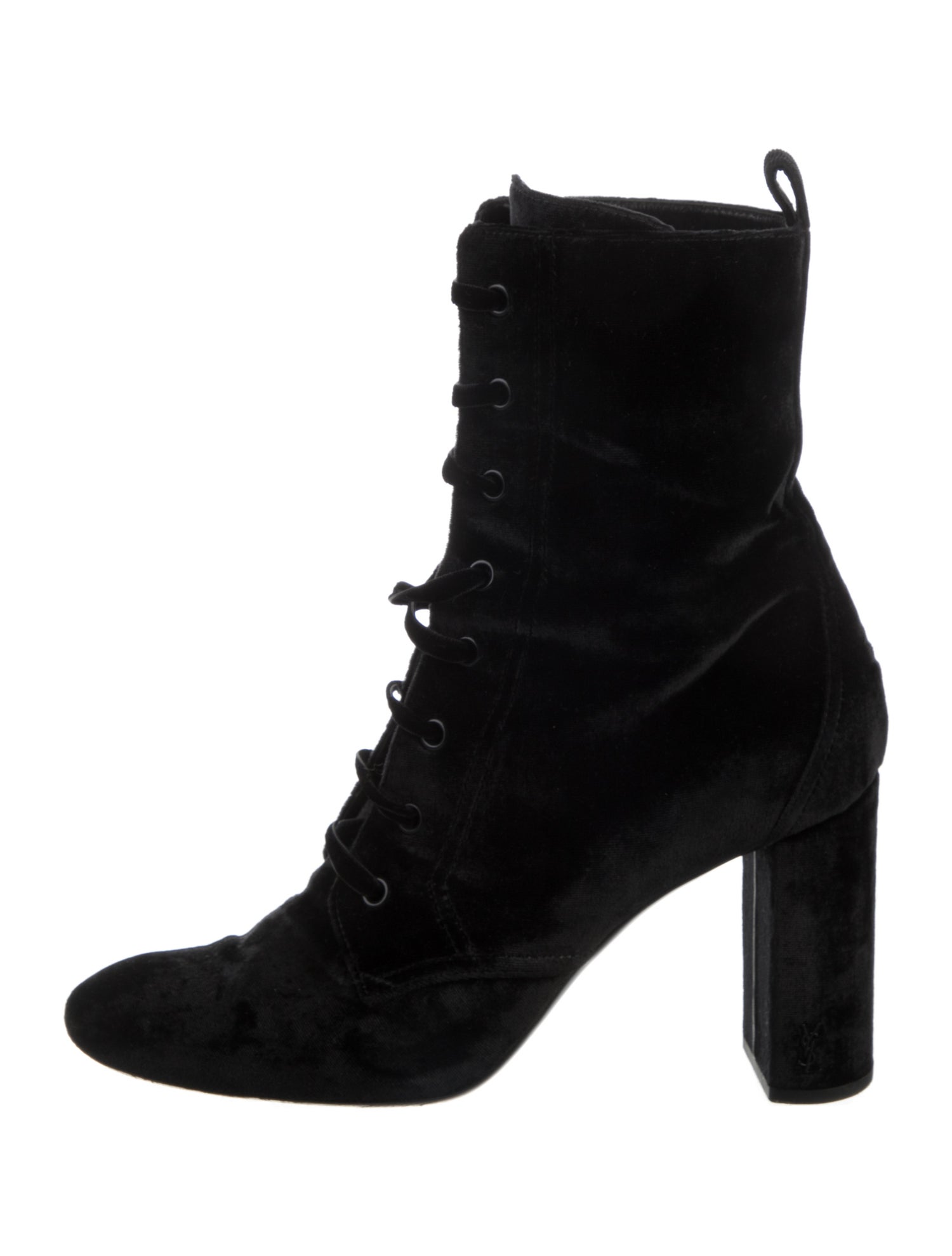Saint Laurent Velvet Lace-Up Boots